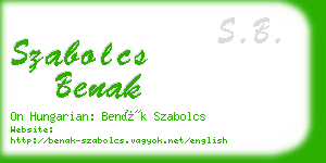 szabolcs benak business card